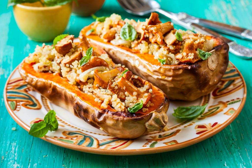 Stuffed,Butternut,Squash,With,Quinoa,And,Mushrooms