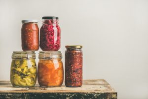Autumn,Seasonal,Pickled,Or,Fermented,Colorful,Vegetables,In,Glass,Jars